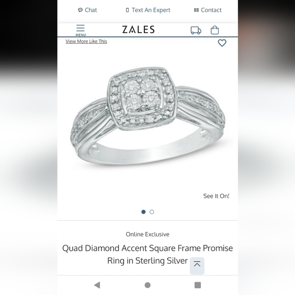 Quad Diamond Accent Square Frame Promise Ring/Sterling Silver (925) & Diamonds - Picture 6 of 8